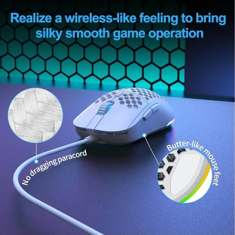 TMKB Falcon M1SE Ultralight Honeycomb Gaming Mouse, High-Precision 12800DPI D79